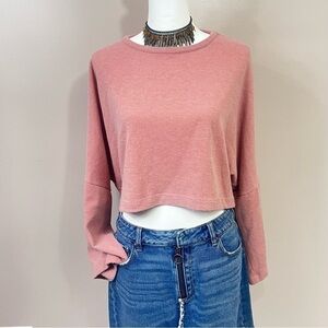 Vintage BLVD Cropped Sweater Crewneck Pullover Pink Oversized Sz M Women